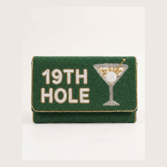 Personalized 19th Hole Beaded Clutch, Golf Martini Bag With 