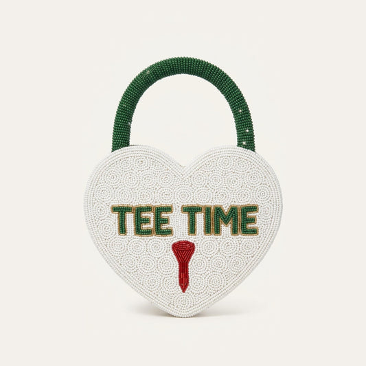Personalized Beaded Golf Heart Bag, Golf Ball Dimple Purse w