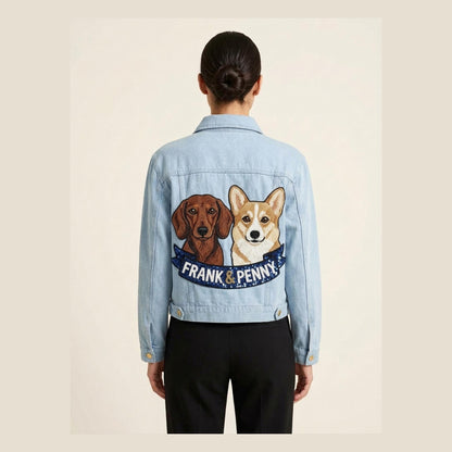 Custom Pet Beaded Denim Jacket, Personalized Dachshund and C