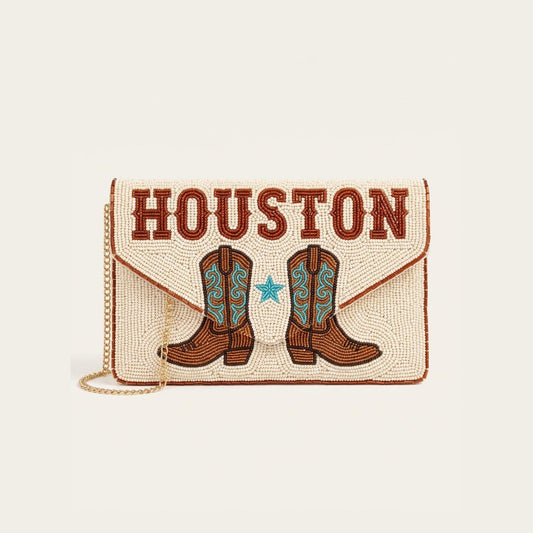 Houston Beaded Clutch, Rodeo Season Personalized Western Cow