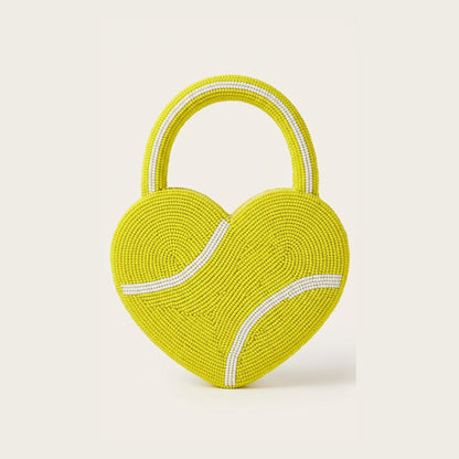 Beaded Tennis Ball Heart Bag, Personalized Tennis Purse with