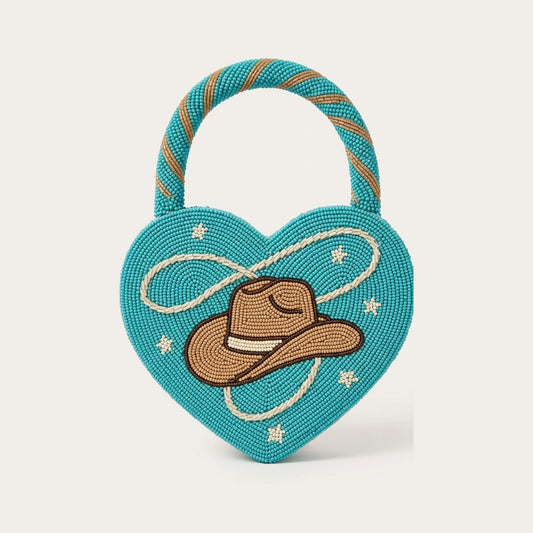 Custom Beaded Cowgirl Heart Bag, Personalized Western Purse 