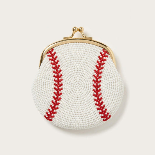 Custom Beaded Baseball Coin Purse, Personalized Game Day Kis