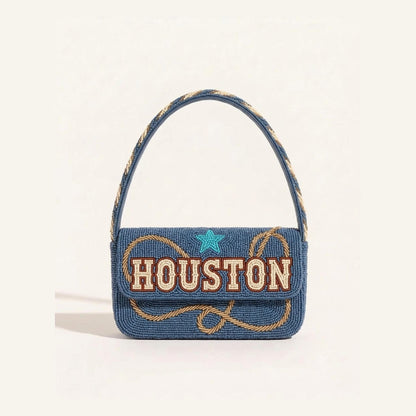 Personalized Houston Beaded Shoulder Bag with Rodeo Lasso, C