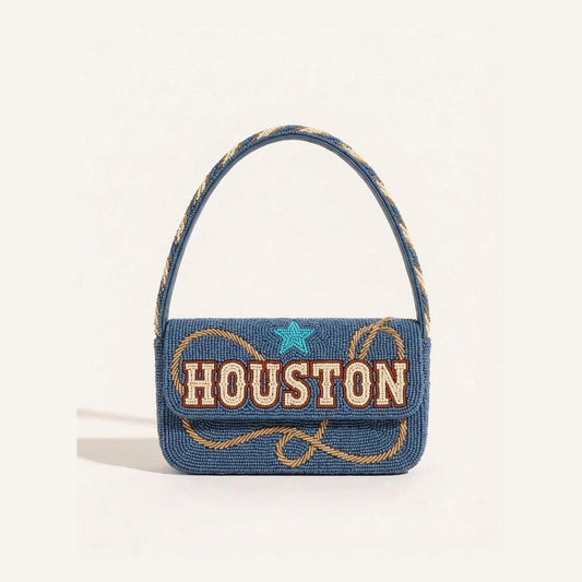 Personalized Houston Beaded Shoulder Bag with Rodeo Lasso, C