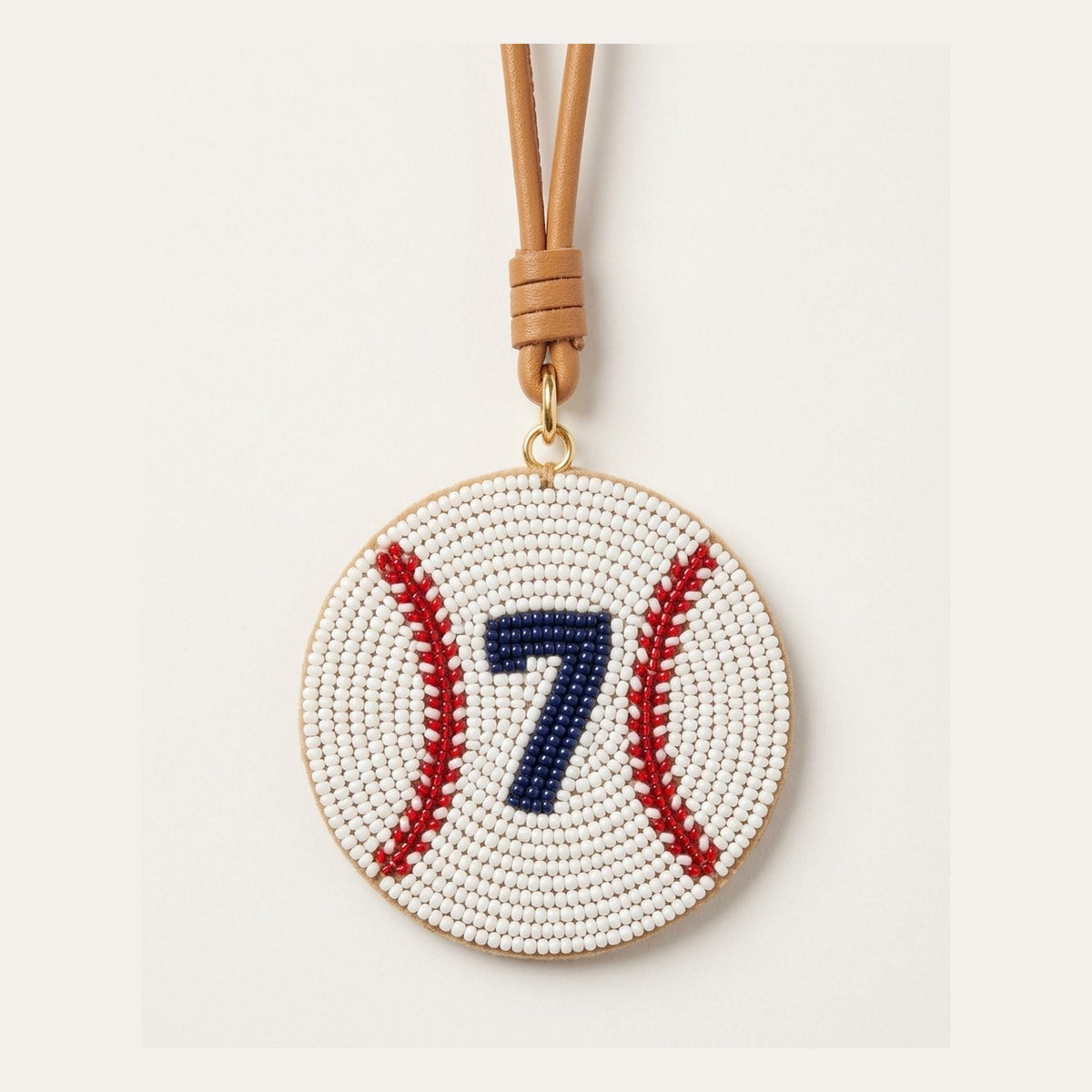 Personalized Beaded Baseball Bag Charm with Jersey Number, C