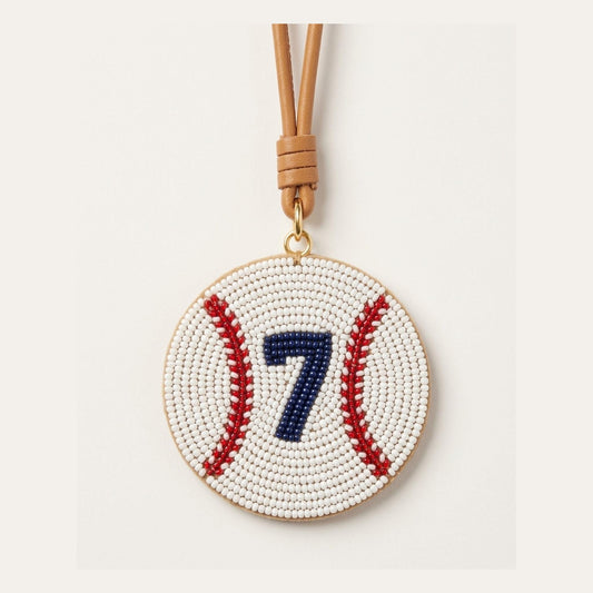 Personalized Beaded Baseball Bag Charm with Jersey Number, C