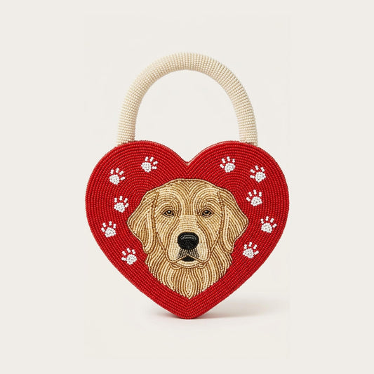 Custom Pet Portrait Beaded Heart Bag