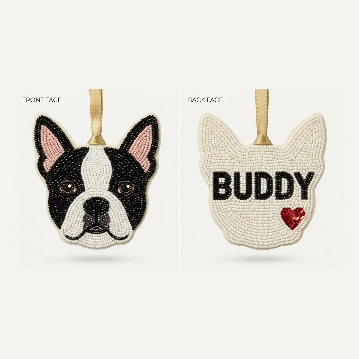 Custom Beaded Dog Christmas Ornament with Name