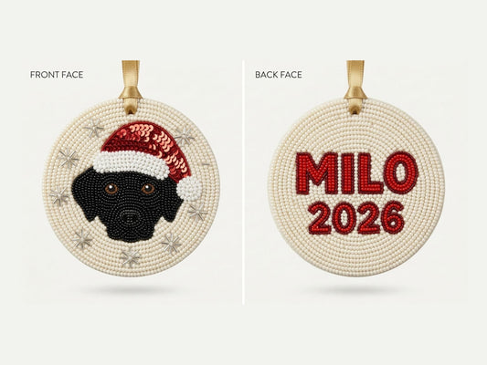 Personalized beaded dog Christmas ornament