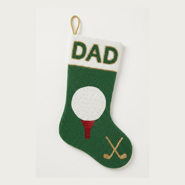 Personalized Beaded Christmas Stocking with Name, Golf Dad C