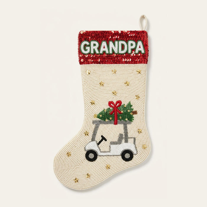 Personalized Beaded Christmas Stocking with Name, Custom Gol