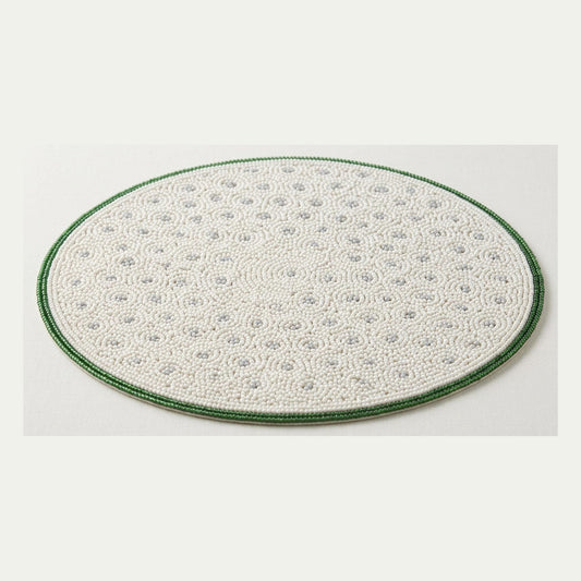 Personalized Golf Ball Beaded Placemat, Round Table Mat for 