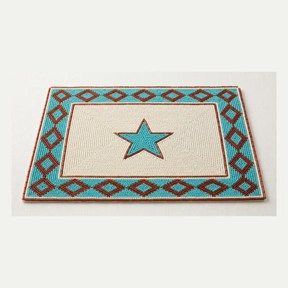 Western Star Beaded Placemat, Southwest Hand Beaded Place Ma