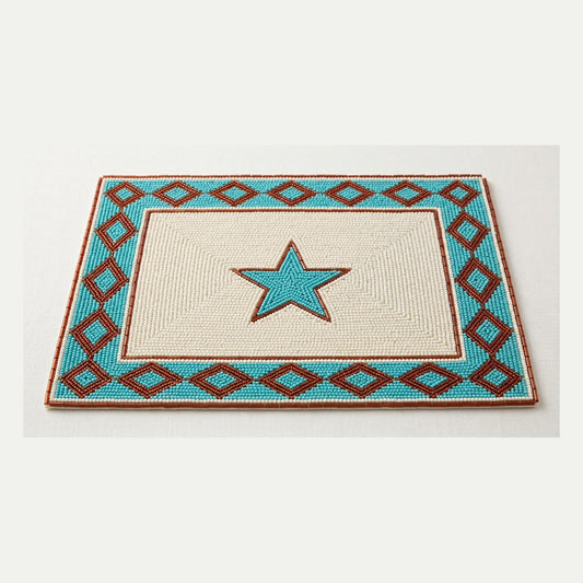 Western Star Beaded Placemat, Southwest Hand Beaded Place Ma