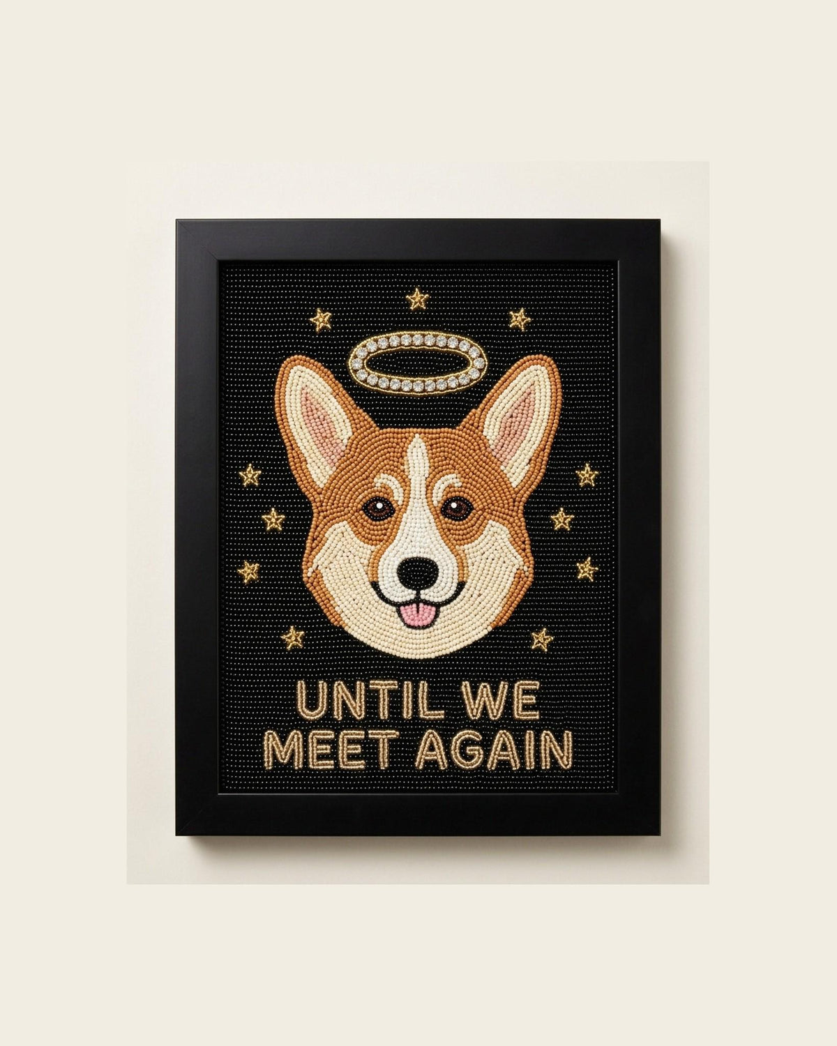 Custom Corgi Memorial Framed Beaded Wall Art, Personalized D