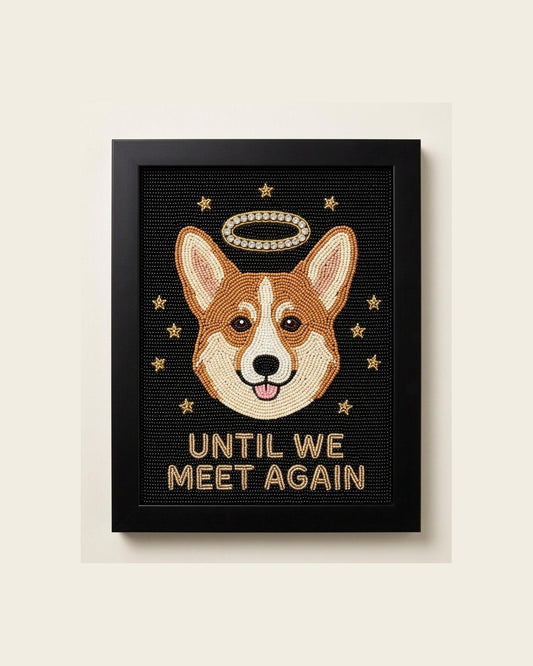 Custom Corgi Memorial Framed Beaded Wall Art, Personalized D