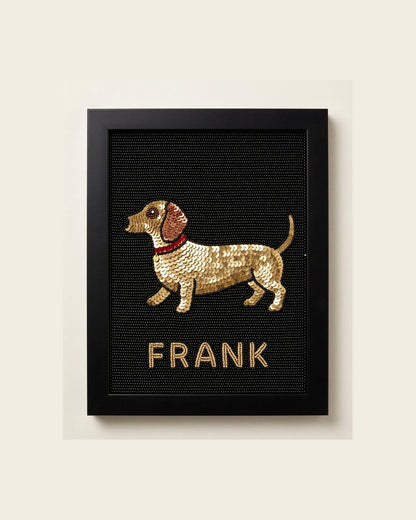 Custom Beaded Dachshund Wall Art with Name, Personalized Fra