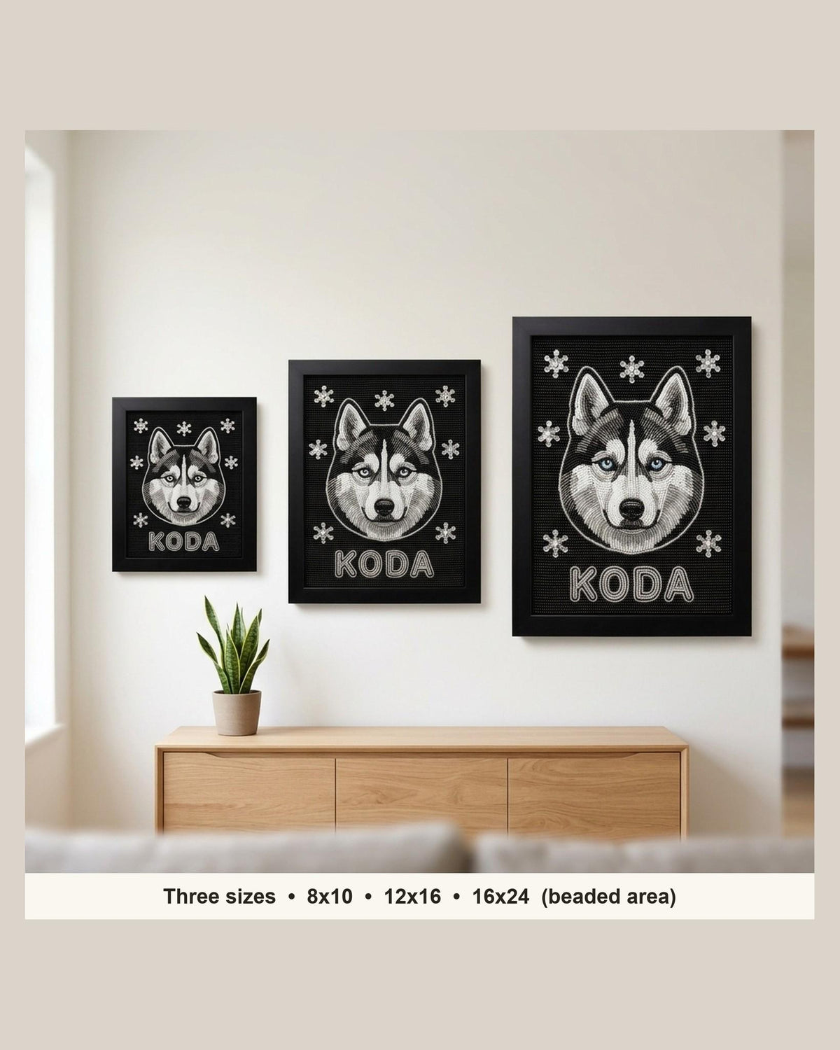three sizes on the wall