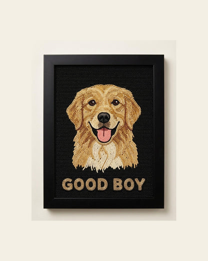 Custom Golden Retriever Beaded Wall Art, Personalized Dog Po