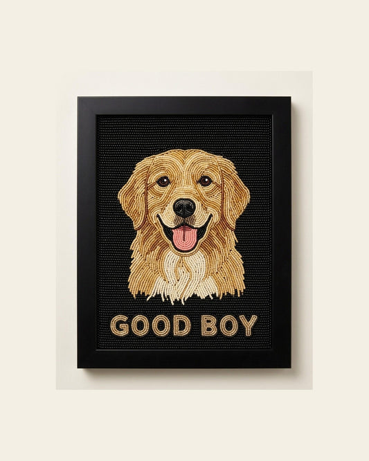 Custom Golden Retriever Beaded Wall Art, Personalized Dog Po