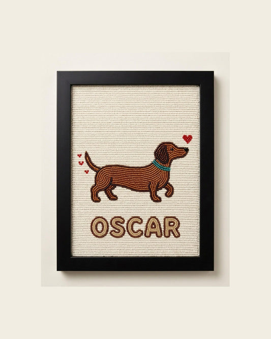 Personalized Dachshund Wall Art Custom Beaded Dog Portrait F