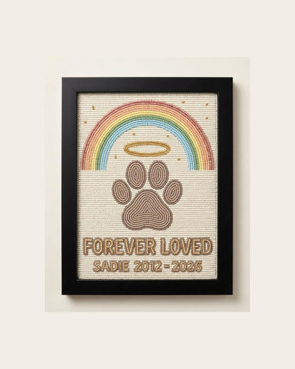 Personalized Pet Memorial Wall Art, Beaded Rainbow Bridge Pa