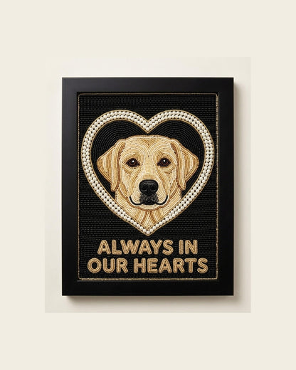 Custom Dog Memorial Wall Art Framed Beaded Yellow Lab Portra