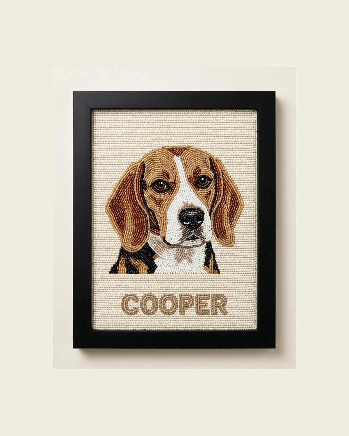 Personalized Beaded Dog Portrait Framed Wall Art, Custom Bea