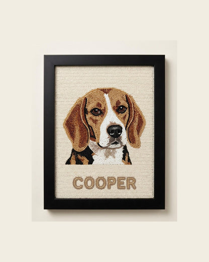 Personalized Beaded Dog Portrait Framed Wall Art, Custom Bea