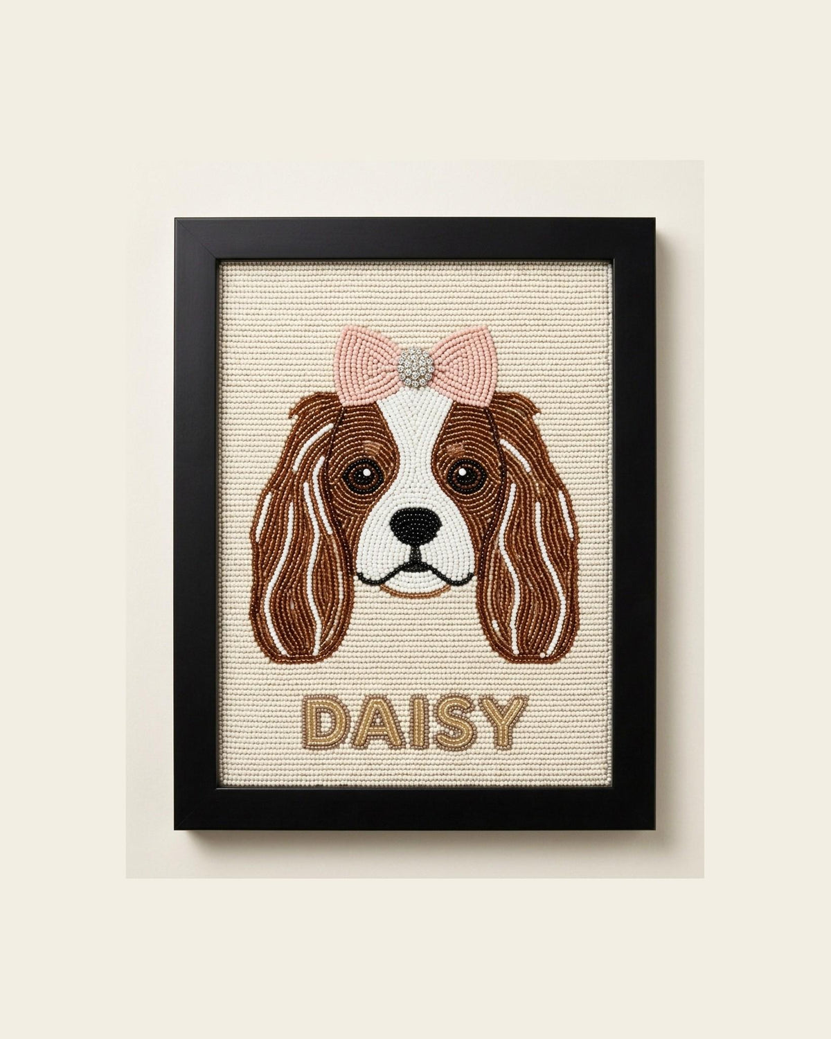 Personalized Cavalier King Charles Spaniel Framed Beaded Wal