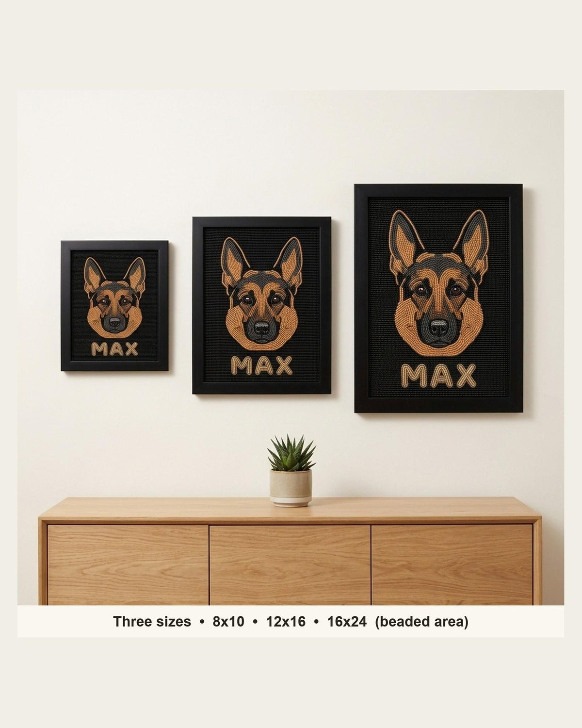 three sizes on the wall