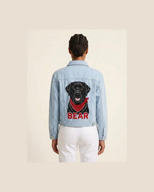 Black Lab Bandana Beaded Denim Jacket