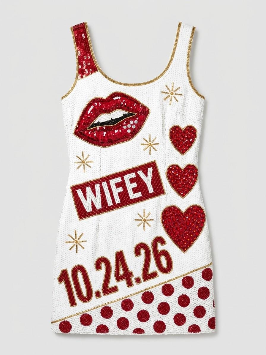 Wifey hand-beaded sequin reception dress, front