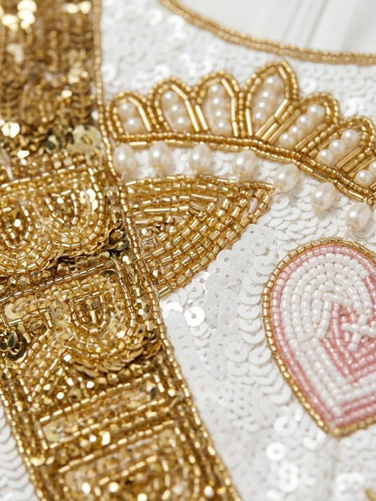 Bride Sash beadwork close-up