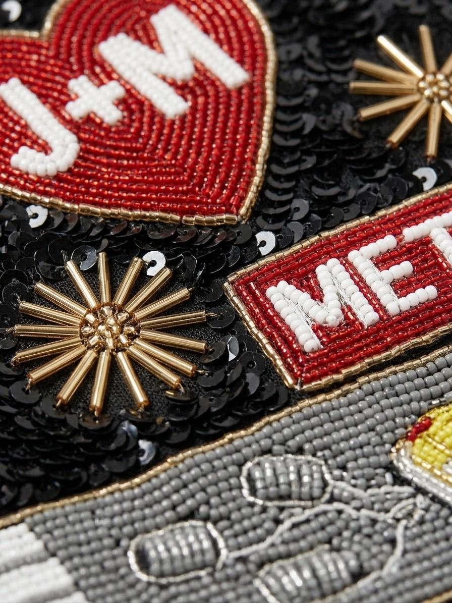 Just Married New York beadwork close-up