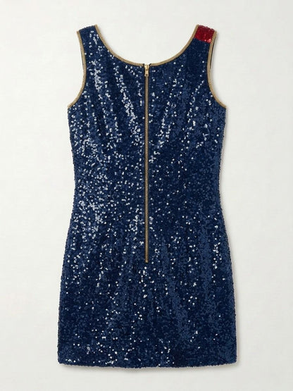 Campus Sweethearts Mrs. beaded reception dress, back with gold zipper