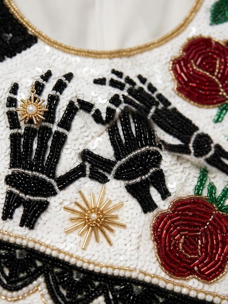 Til Death Hearts beadwork close-up
