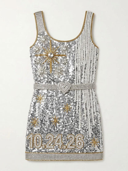 All That Glitters hand-beaded sequin reception dress, front