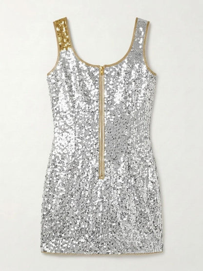 Cheers beaded reception dress, back with gold zipper