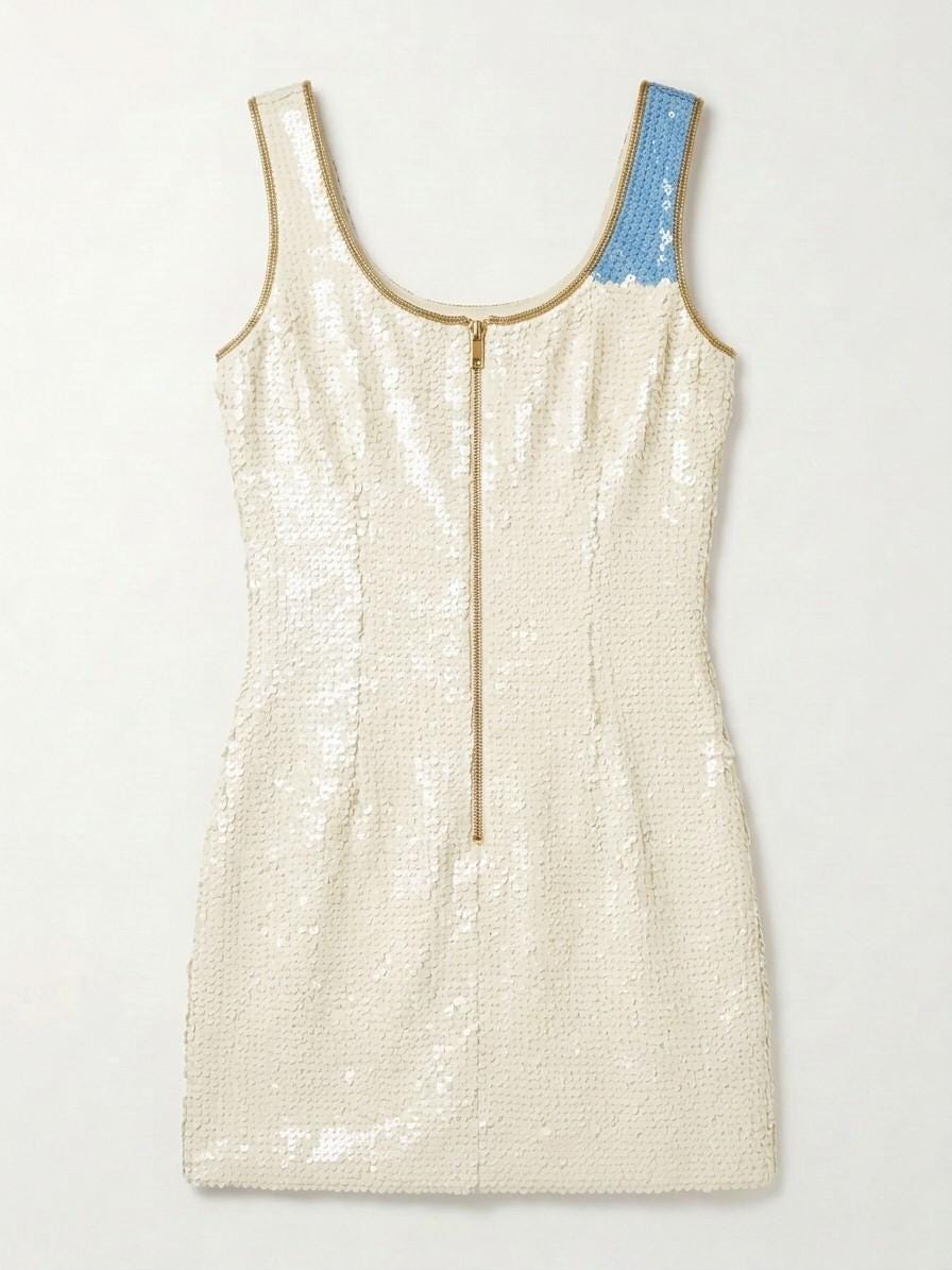 Blue Bow beaded reception dress, back with gold zipper