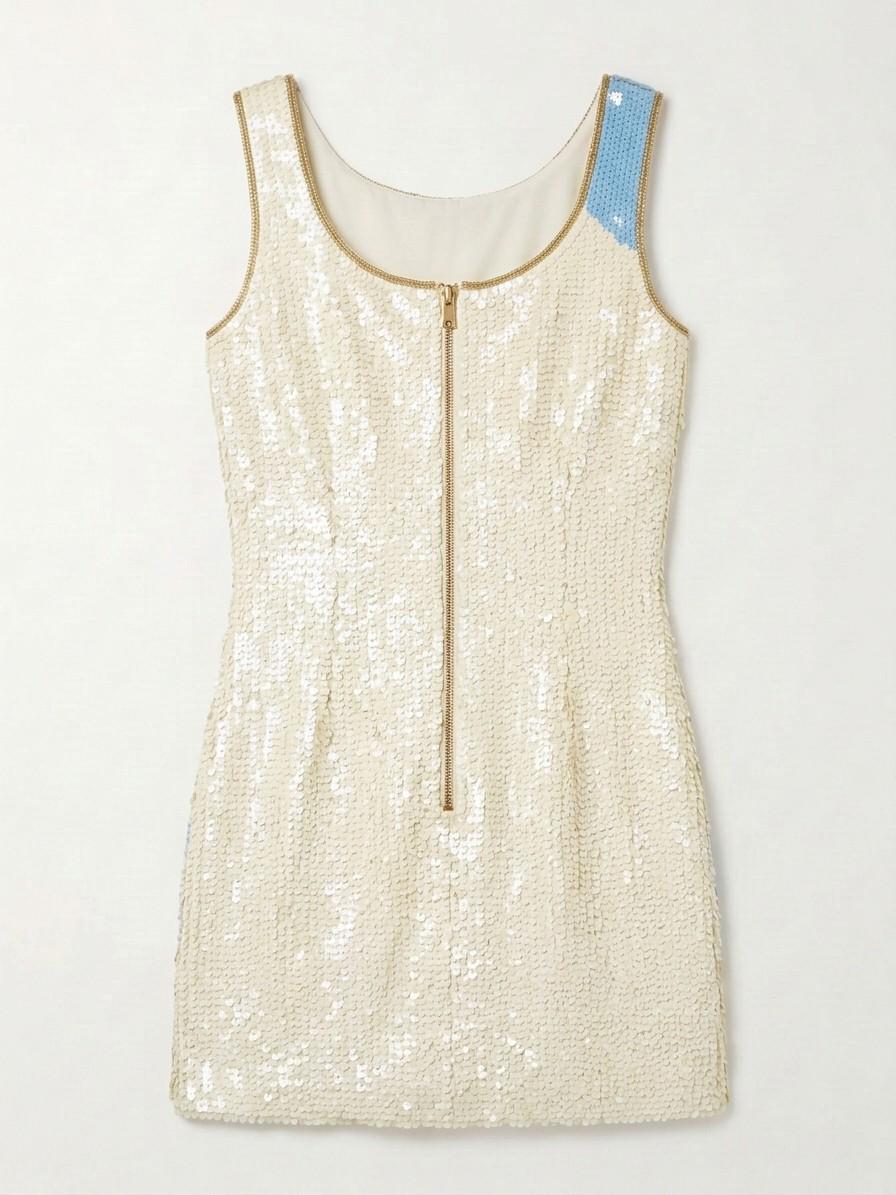 Something Blue beaded reception dress, back with gold zipper