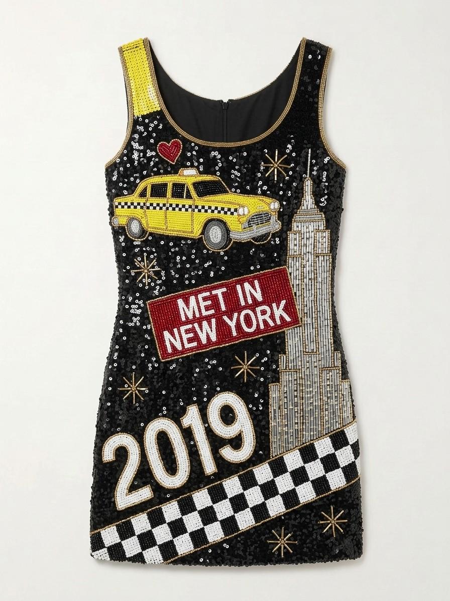 Met in the City hand-beaded sequin reception dress, front