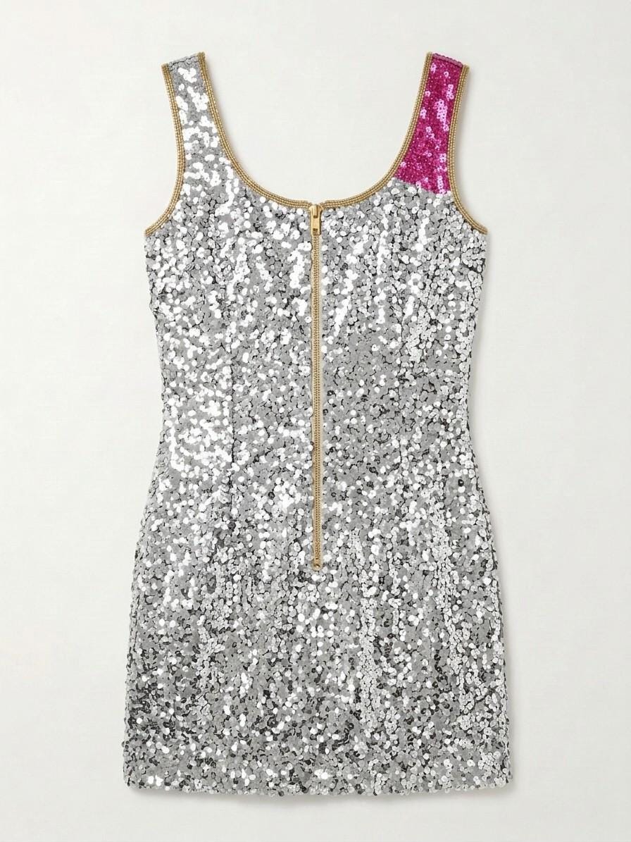 Last Disco beaded reception dress, back with gold zipper