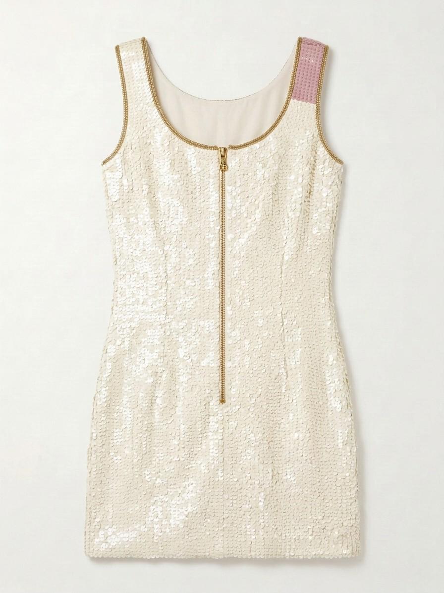 I Do beaded reception dress, back with gold zipper