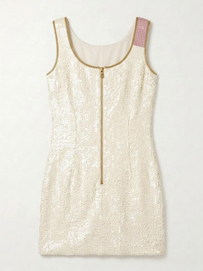 I Do beaded reception dress, back with gold zipper