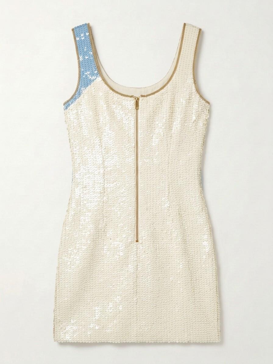 Veil and Garter beaded reception dress, back with gold zipper