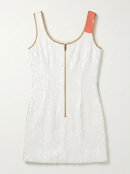 Honeymoon Bound beaded reception dress, back with gold zipper