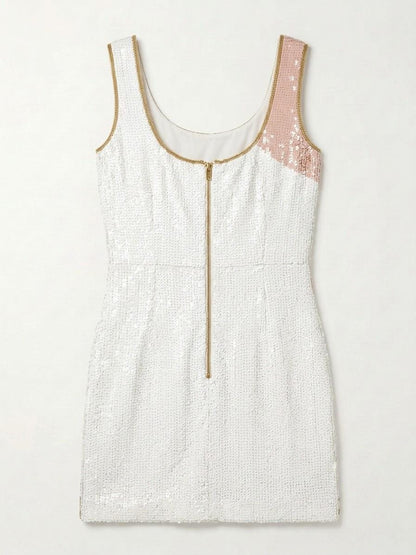 Bouquet Toss beaded reception dress, back with gold zipper