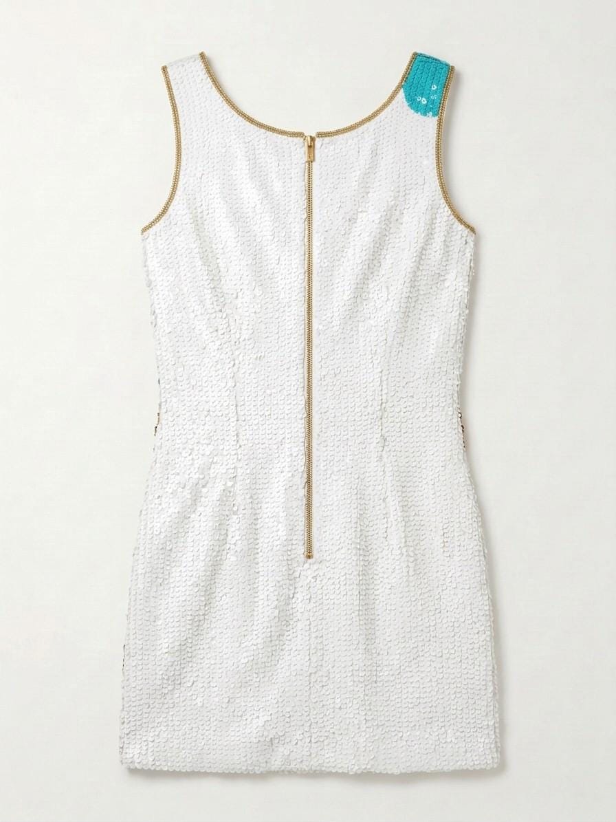 Rodeo Bride beaded reception dress, back with gold zipper